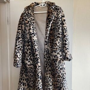 Faux Leopard Long Jacket